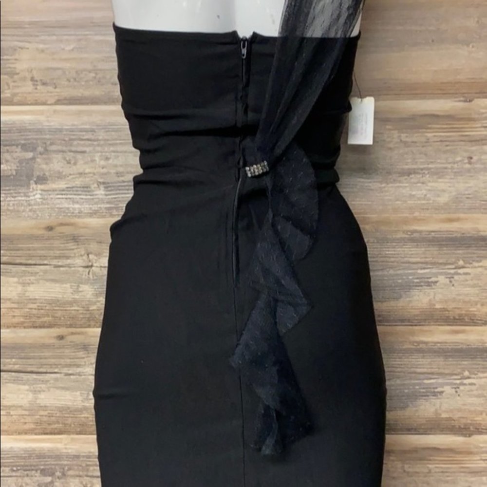 Stop staring Midnight Magic one shoulder black wiggle pencil sexy dress - Picture 5 of 7